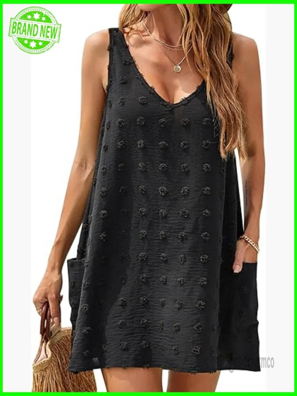Polka Dot Beach Cover Up Summer Dress with Pockets